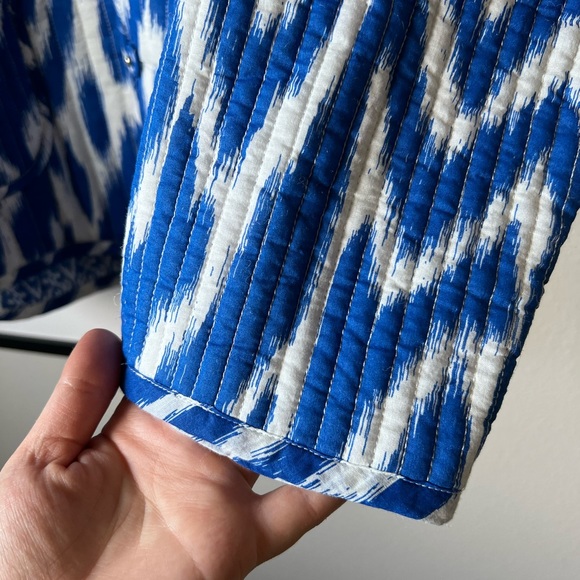 NWT Anthropologie Nora cobalt and white quilted ikat jacket size S - Picture 9 of 10